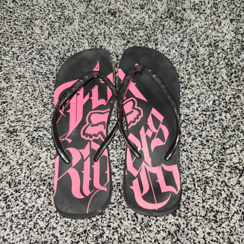 Fox Racing Y2k Flip Flops Women's Size 8-10, Dirt Bike, Grunge, Punk,2000s *Used